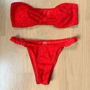 Red Bandeau Bikini Set